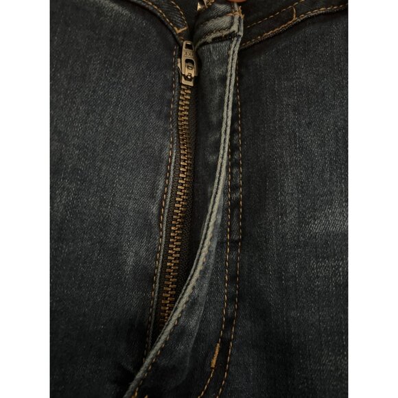 John Mark Raw Hem Crop Jeans Size 14 High Rise Stretch Blue Distressed‎ Denim - Picture 8 of 14